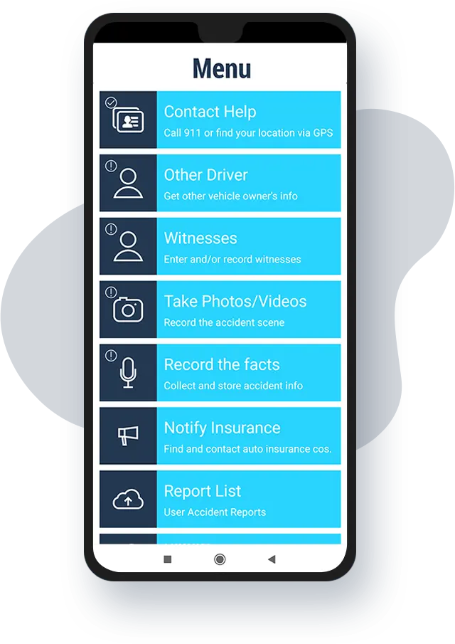 car accident help in mobile app